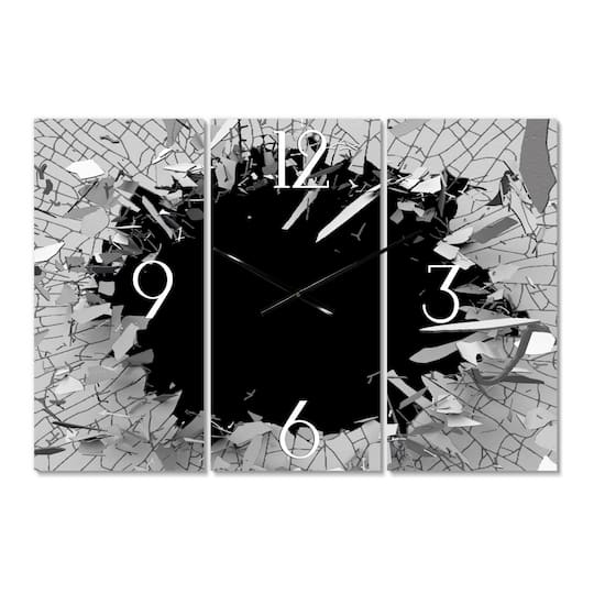 Designart Abstract Broken Wall 3D Design Multipanel Wall Clock